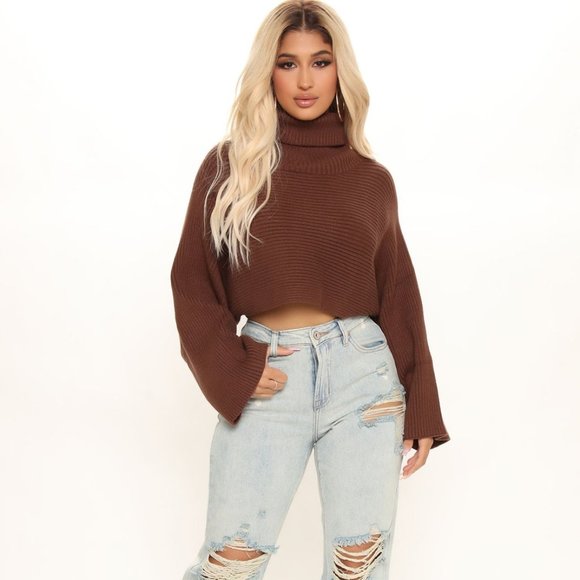 Orange Cropped Sweater- Fashion Nova - Picture 2 of 3